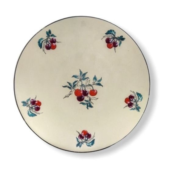 Antique 1930s Longwy handpainted cherry platter - Picture 2 of 13